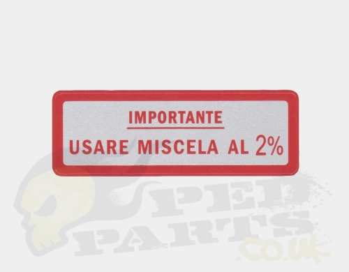 2% Oil Mixture Sticker/Decal- Vespa Largeframe