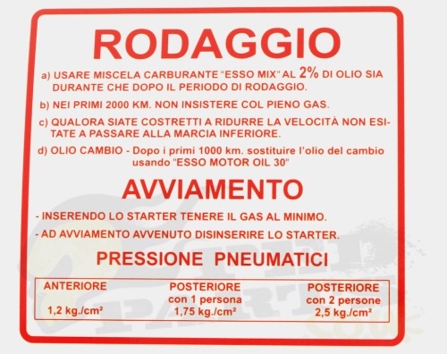 Rodaggio/ Run-in Badge- Vespa Rally